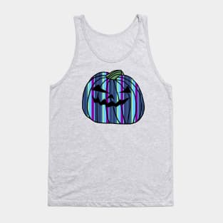 Mostly Blue Stripes Halloween Horror Pumpkin Tank Top